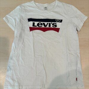 Levi's White, Blue & Red Logo Short Sleeve T-Shirt Top Size Medium
